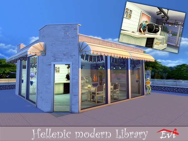 Sims 4 Hellenic Modern Library by evi at TSR