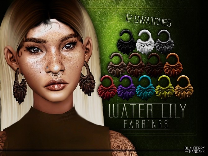 Sims 4 Water lily earrings at Blahberry Pancake