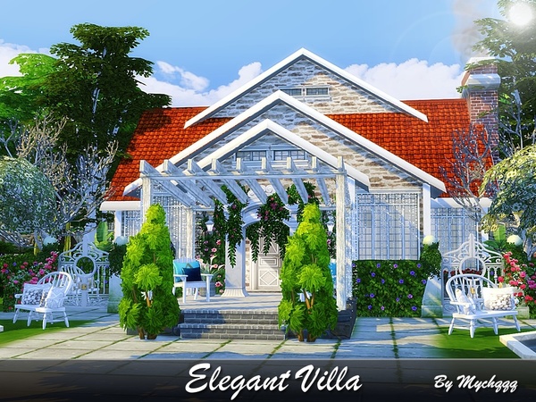 Sims 4 Elegant Villa by MychQQQ at TSR