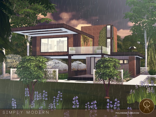 Sims 4 Simply Modern house by Pralinesims at TSR