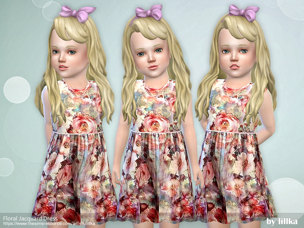 Sims 4 Floral Jacquard Dress by lillka at TSR