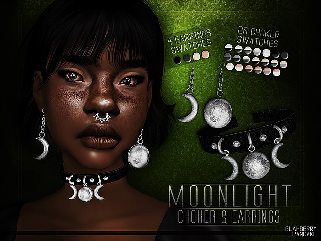 Sims 4 Moonlight Choker & Earrings at Blahberry Pancake
