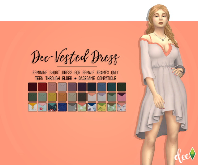 Sims 4 Dee Vested Dress at Deetron Sims