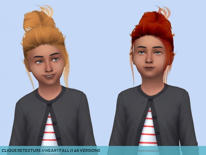 Sims 4 11 kids hair retextures at Heartfall