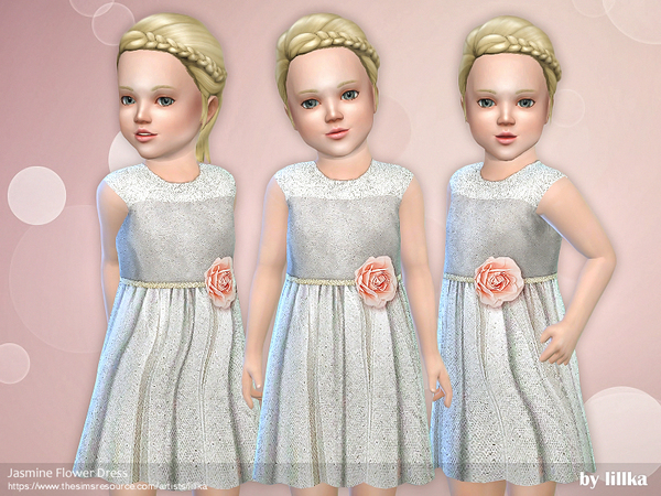Sims 4 Jasmine Flower Dress by lillka at TSR