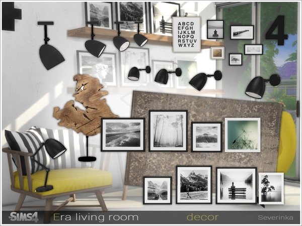 Sims 4 Era livingroom decor by Severinka at TSR