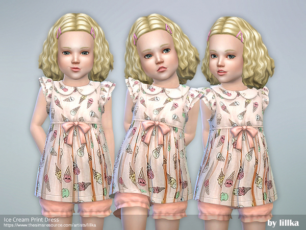 Sims 4 Ice Cream Print Dress by lillka at TSR