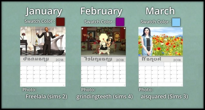 Sims 4 MTS Official 2018 Calendar by justJones at Mod The Sims