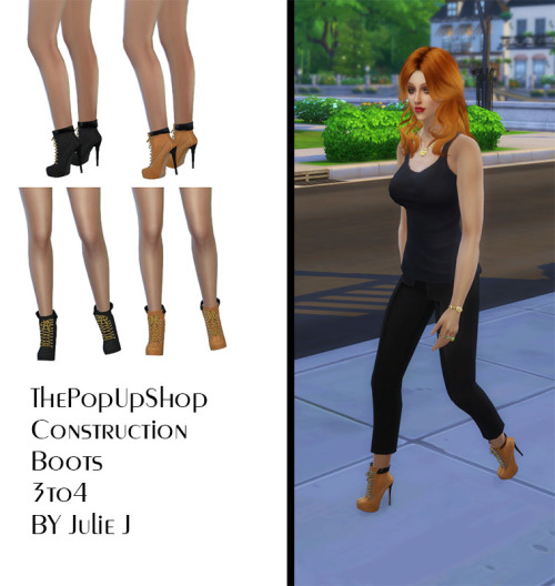 Sims 4 ThePopUpShop Construction Boots 3to4 at Julietoon – Julie J