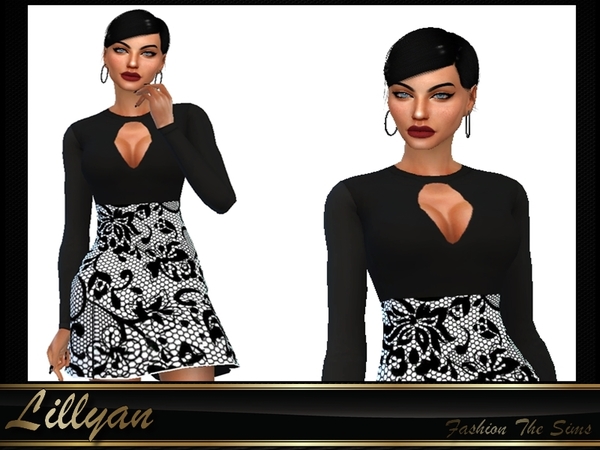 Sims 4 Black and white dress by LYLLYAN at TSR