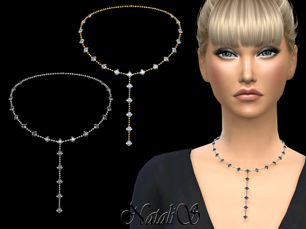 Sims 4 Crystals long drop necklace by NataliS at TSR