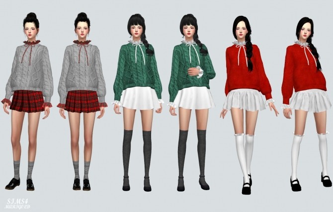 Frill Sweater With Neck Frill at Marigold » Sims 4 Updates