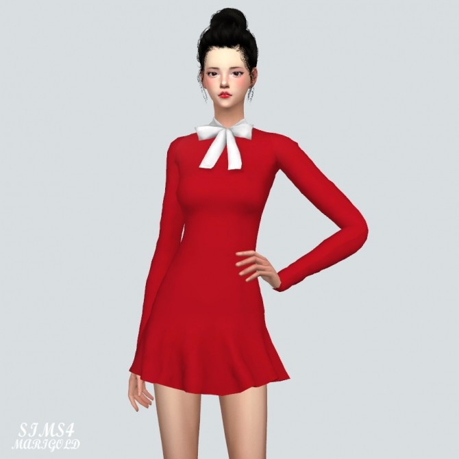 Sims 4 Ribbon Simple Dress at Marigold