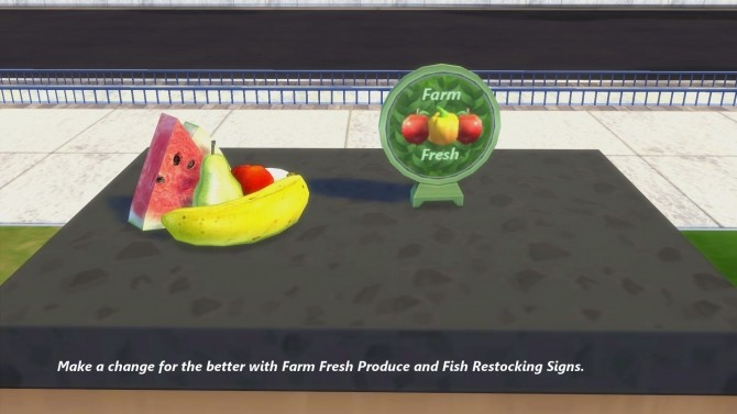 Sims 4 Produce and Fish Market Themed Restock Sign Overrides by Snowhaze at Mod The Sims