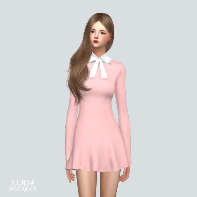 Sims 4 Ribbon Simple Dress at Marigold