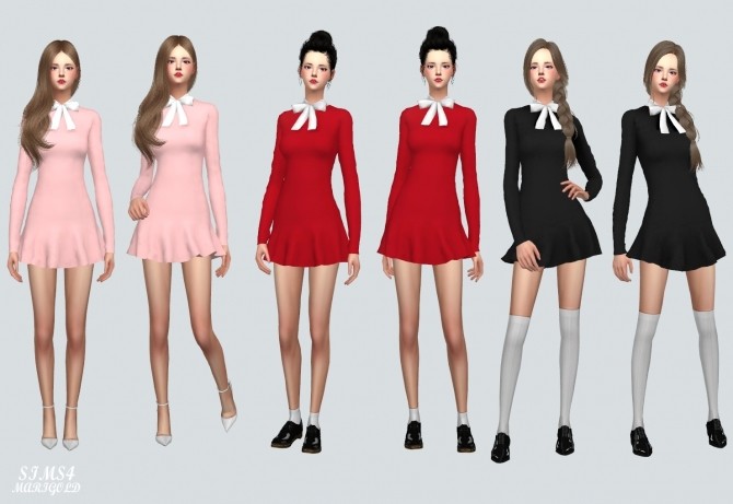 Ribbon Simple Dress at Marigold » Sims 4 Updates