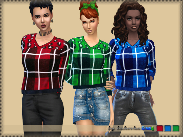 Sims 4 Sweater Checkered by bukovka at TSR