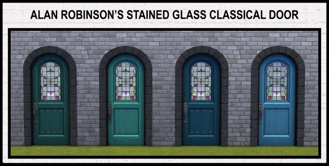 Sims 4 Alan Robinsons Stained Glass Classical Door by Simmiller at Mod The Sims