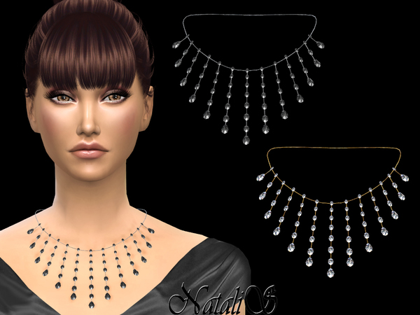 Sims 4 Oval and pear diamond necklace by NataliS at TSR
