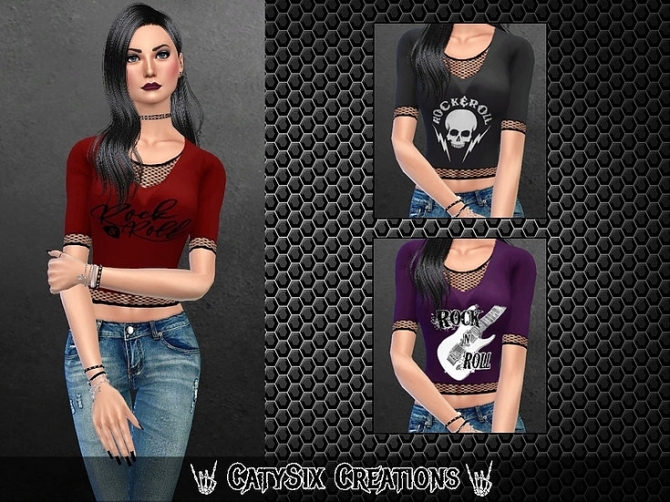 3/4 Sleeve Rock & Roll Top at CatySix » Sims 4 Updates