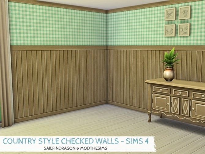 Sims 4 Country Style Checked Walls by sailfindragon at Mod The Sims
