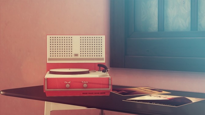 Sims 4 WROEF Vintage Record Player, Record Sleeves and Vintage Pillows at Josie Simblr