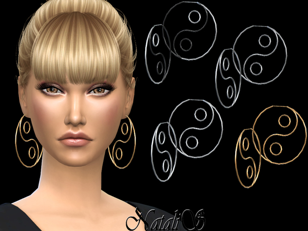 Sims 4 Yin Yang Hoop Earrings by NataliS at TSR