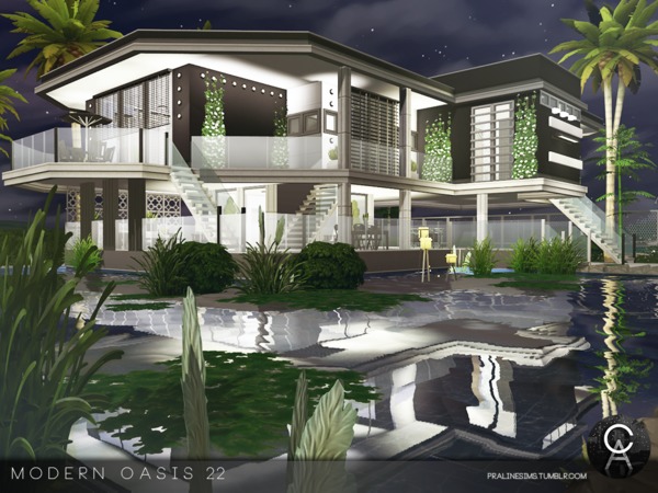 Sims 4 Modern Oasis 22 house by Pralinesims at TSR