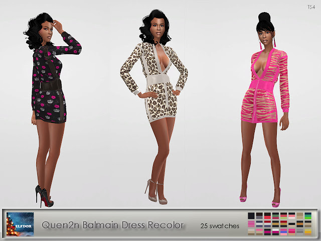 Sims 4 Quen2n Dress Recolor at Elfdor Sims