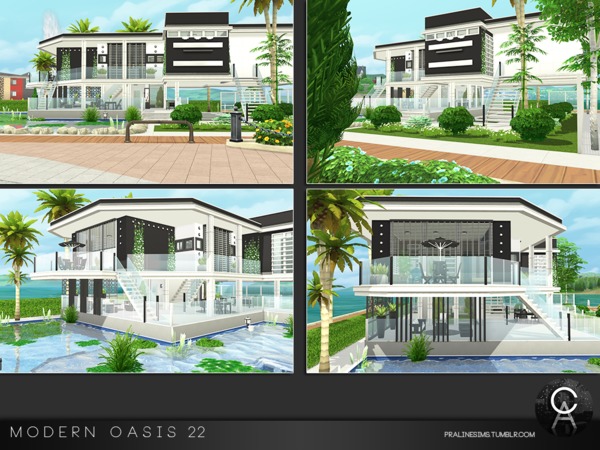 Sims 4 Modern Oasis 22 house by Pralinesims at TSR