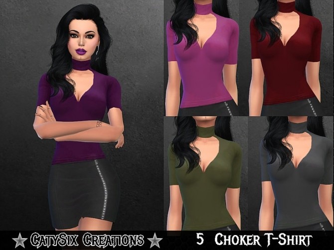 Sims 4 Choker T Shirt at CatySix