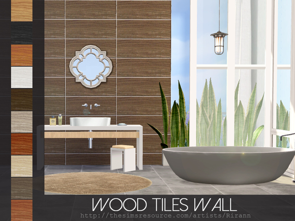 Sims 4 Wood Tiles Wall by Rirann at TSR