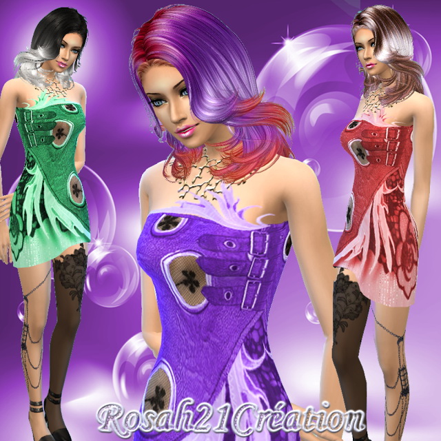 Sims 4 Punk chic dress by Rosah at Sims Dentelle