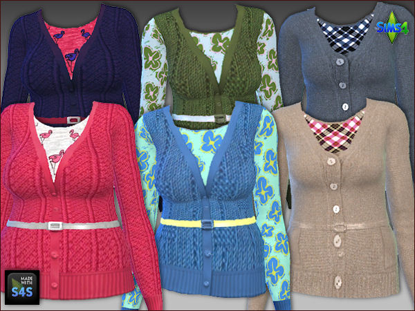 Sims 4 4 knit jackets and 2 knit vests with shirts at Arte Della Vita