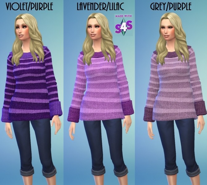 Sims 4 Chunky Sweater Stripes 18 Colours by wendy35pearly at Mod The Sims