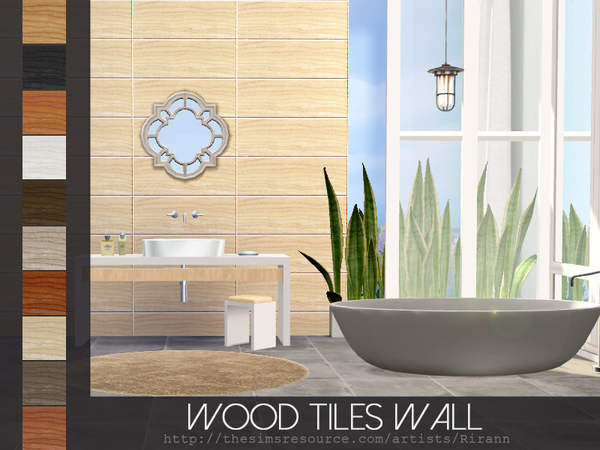 Sims 4 Wood Tiles Wall by Rirann at TSR