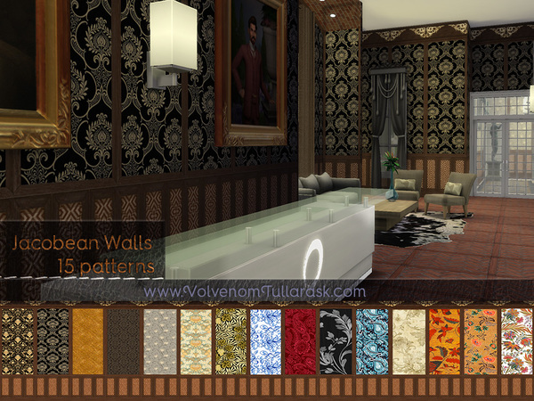 Sims 4 Wentworth Dark Wood Walls by Volvenom at TSR