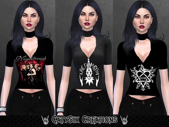 Sims 4 Bands Choker T Shirt at CatySix