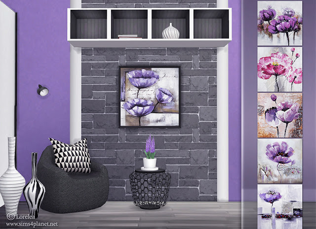 Sims 4 Abstract Floral paintings at Lorelea