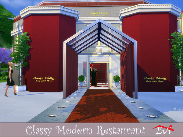 Sims 4 Classy Modern Restaurant by evi at TSR