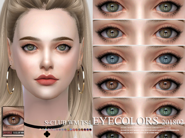 Sims 4 Eyecolors 201802 by S Club WM at TSR
