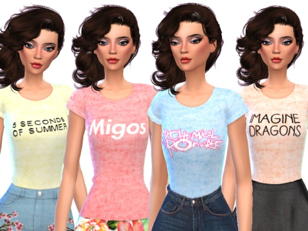 Sims 4 Band Tee Shirts Pack Six by Wicked Kittie at TSR