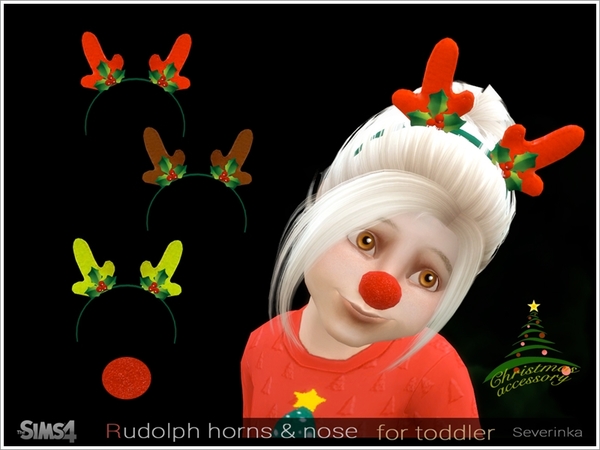 Sims 4 Rudolph horns and nose TM/TF by Severinka at TSR