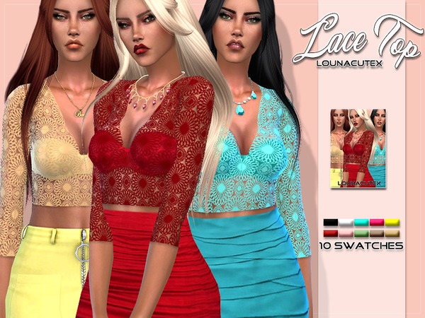 Sims 4 Lace Top by Louna at TSR