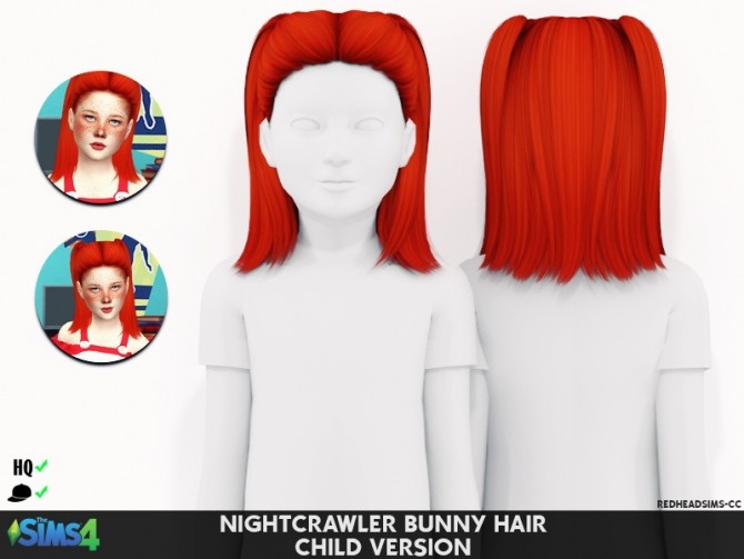Sims 4 NIGHTCRAWLER BUNNY HAIR T+C at REDHEADSIMS