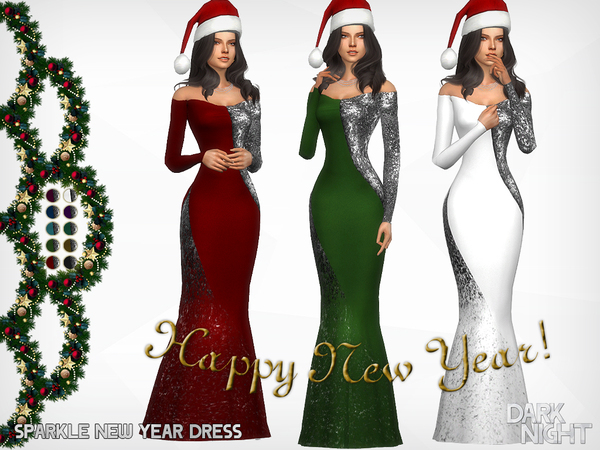 Sims 4 Sparkle New Year Dress by DarkNighTt at TSR