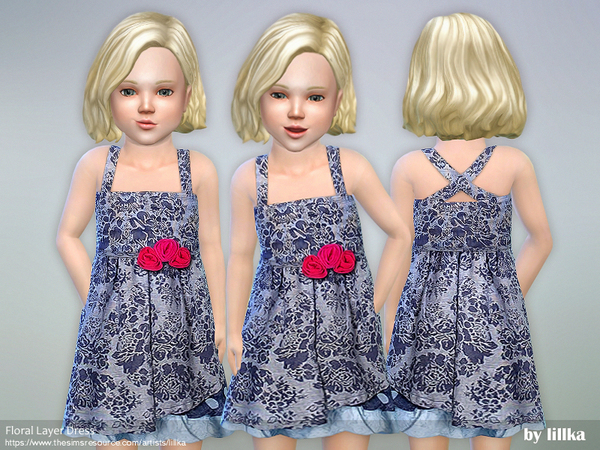 Sims 4 Floral Layer Dress by lillka at TSR