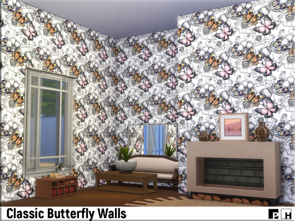 Sims 4 Classic Butterfly Walls by Pinkfizzzzz at TSR