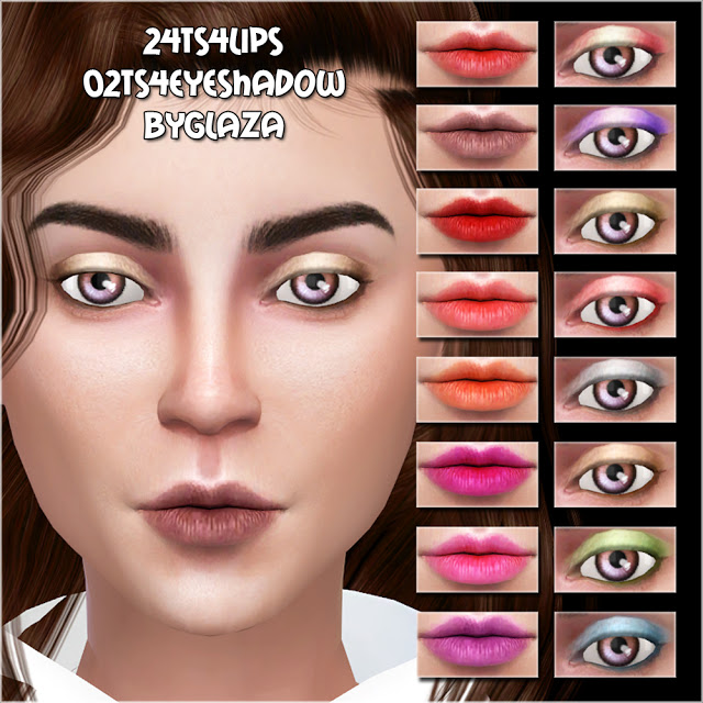 Sims 4 Lips #24 & eyeshadow #02 at All by Glaza