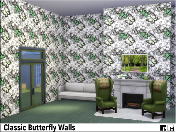 Sims 4 Classic Butterfly Walls by Pinkfizzzzz at TSR